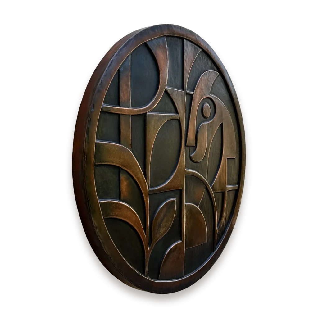 Metal Wall Art Abstract Round Metal Wall Art Sculpture side view