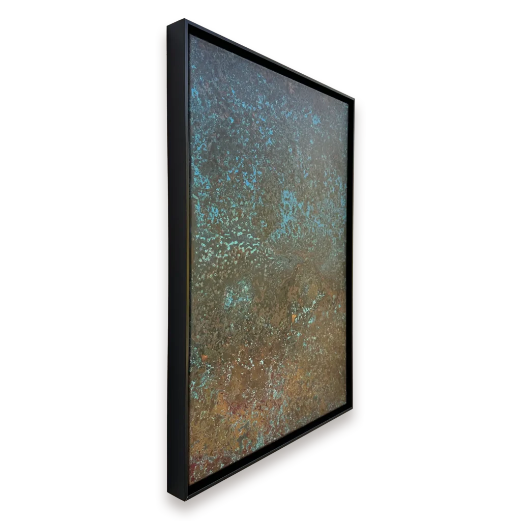 Metal Wall Art Blue Green Copper Patina Wall Art side view new