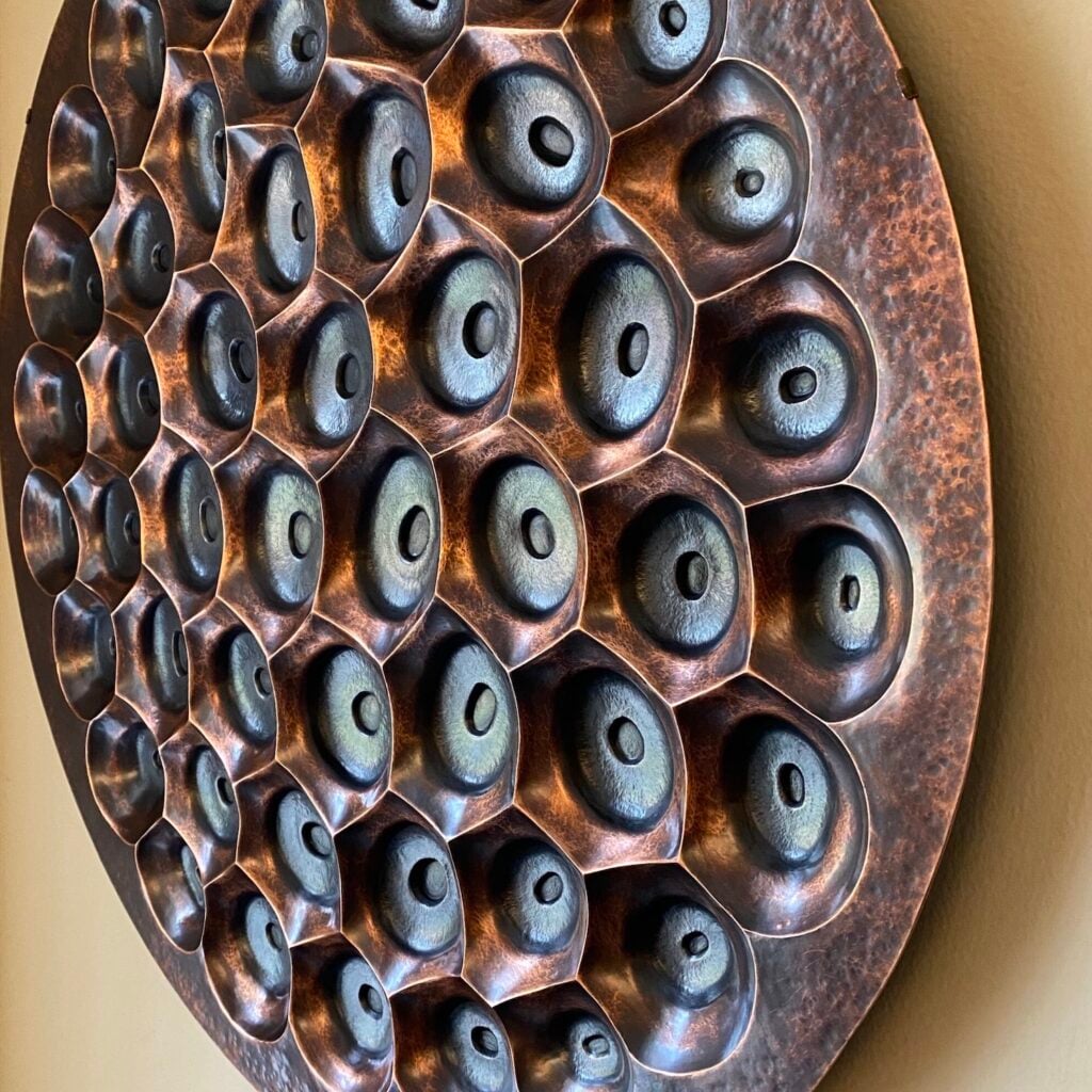 copper repousse wall relief coral 2b