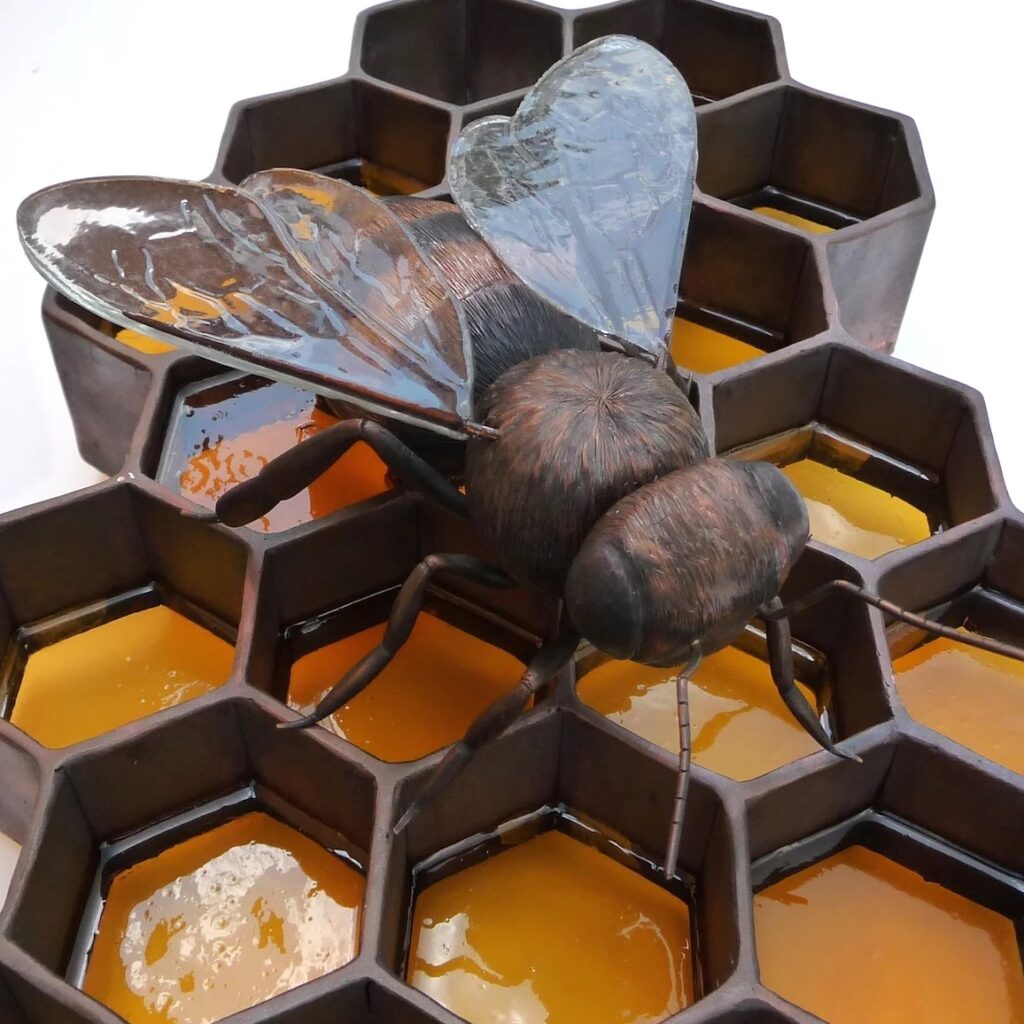 metal honeybee honeycomb art sculpture 2