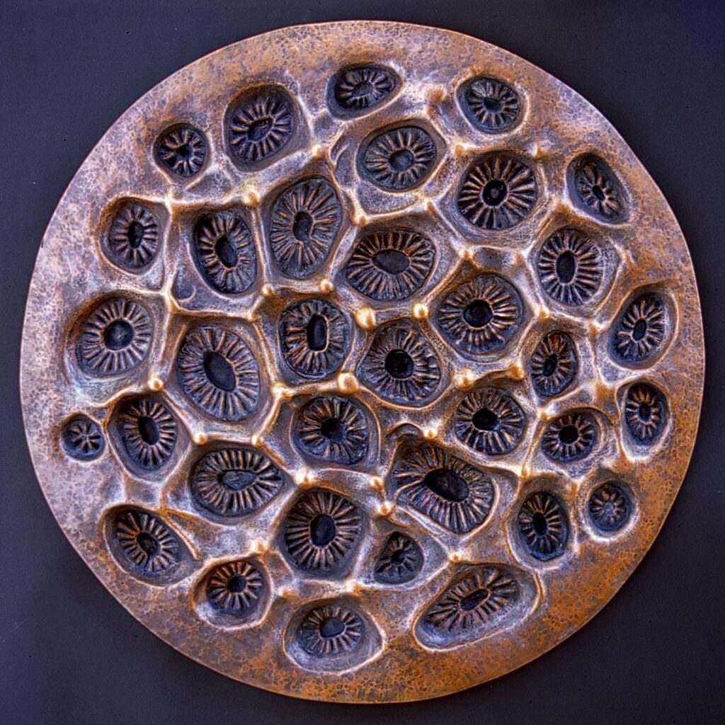 repousse copper wall sculpture abstract art coral 1