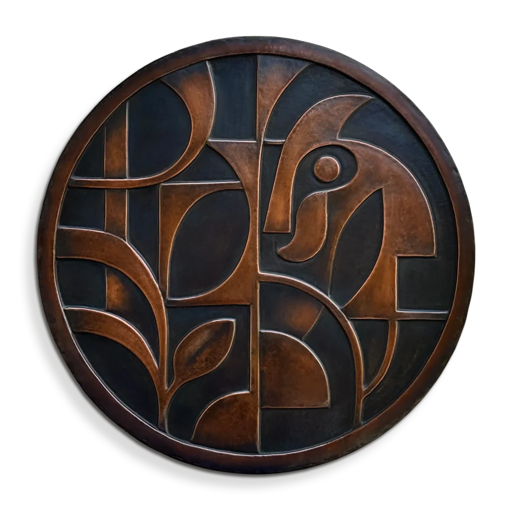 Abstract Round Metal Wall Art Sculpture copper