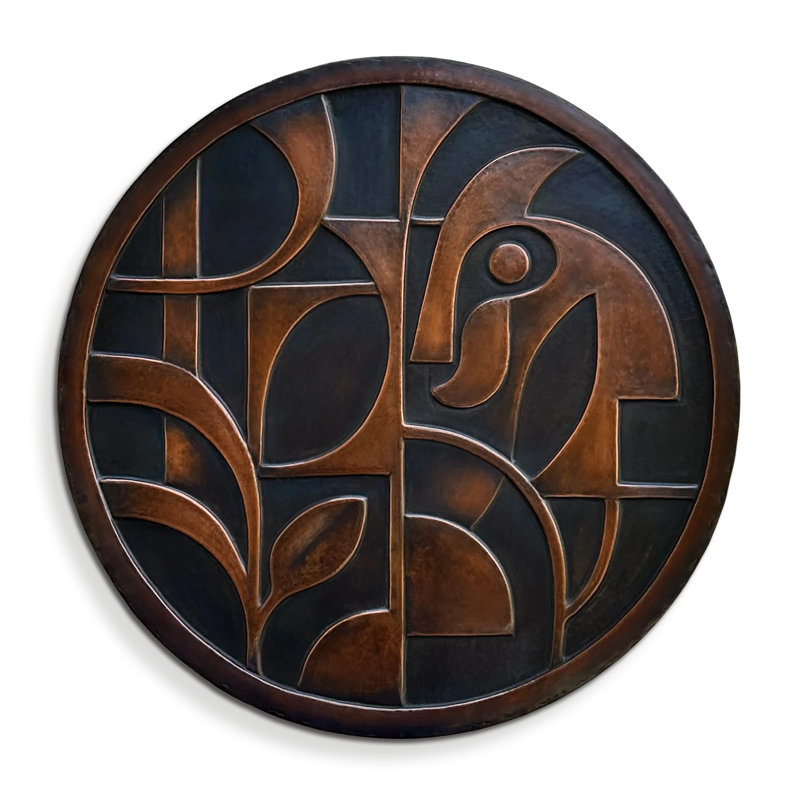 Abstract Round Metal Wall Art Sculpture copper
