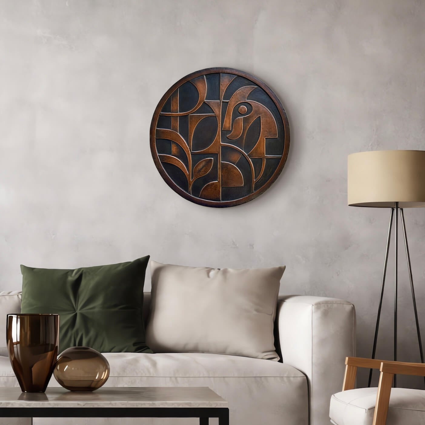 Abstract Round Metal Wall Art Sculpture dark wall