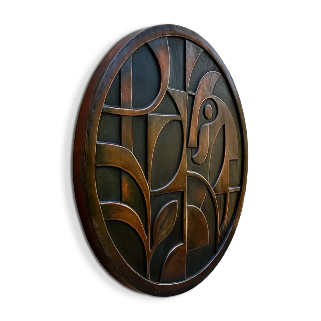 Abstract Round Metal Wall Art Sculpture side copper