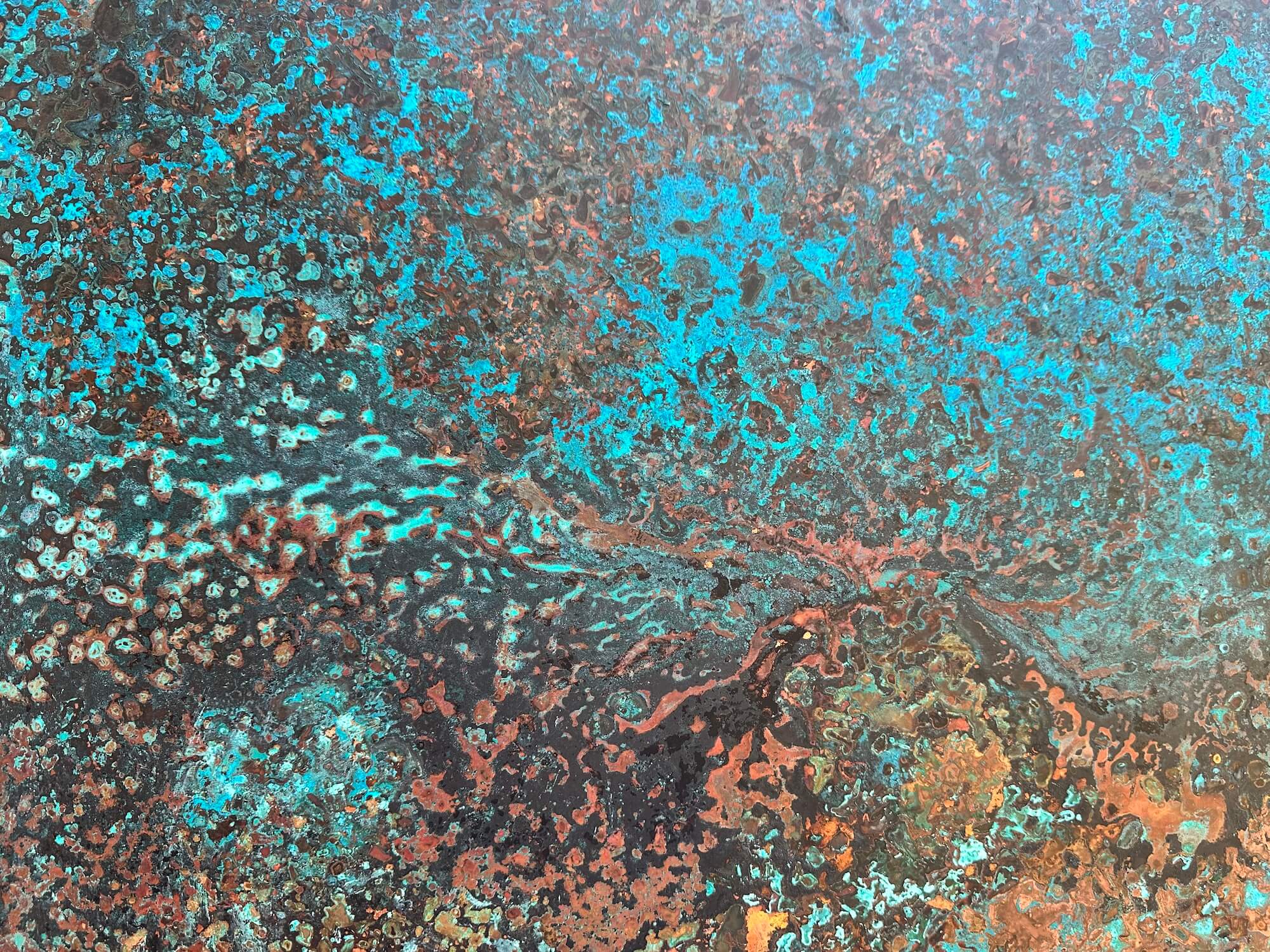 Blue Green Copper Patina Wall Art Sculpture close color 1