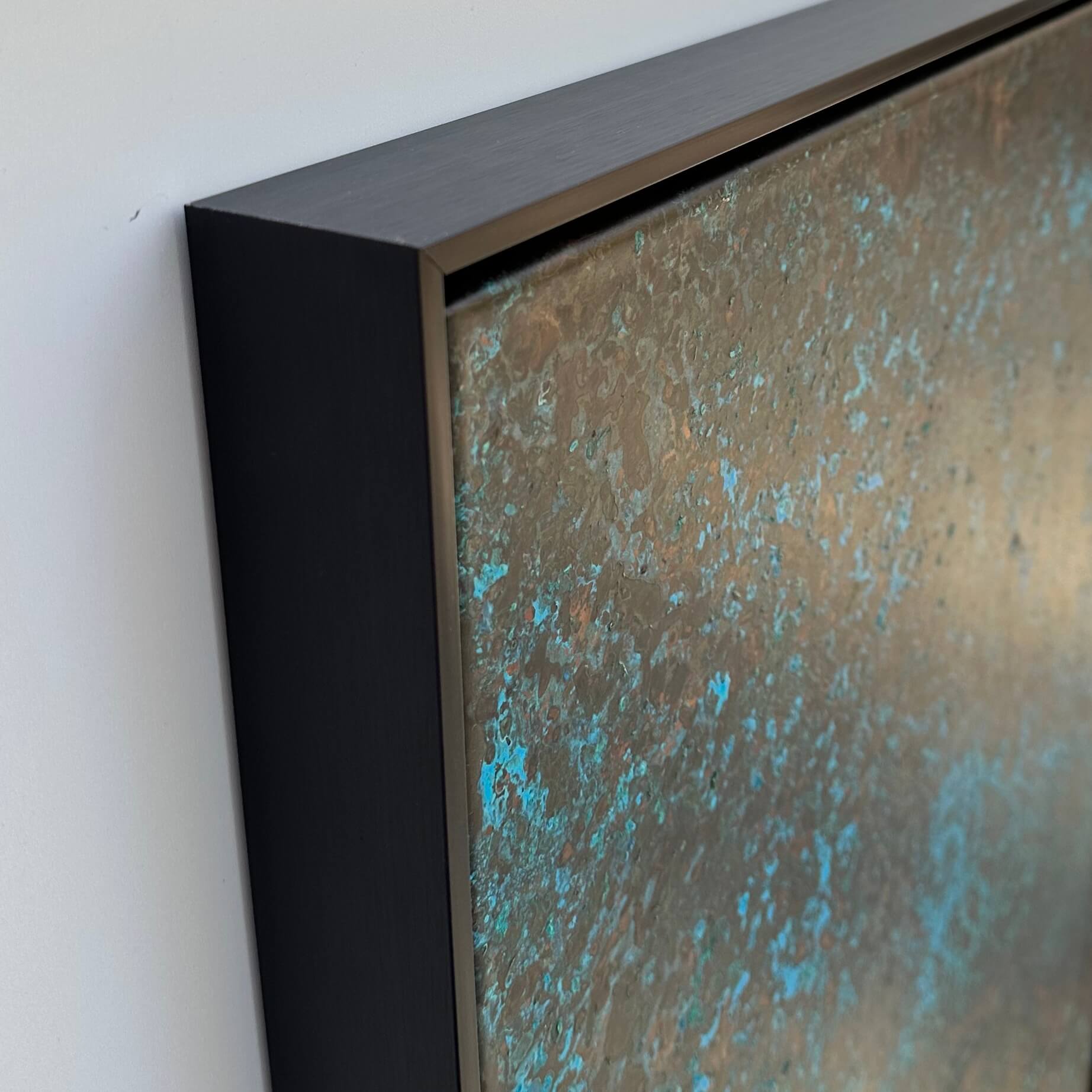 Blue Green Copper Patina Wall Art Sculpture close corner 1