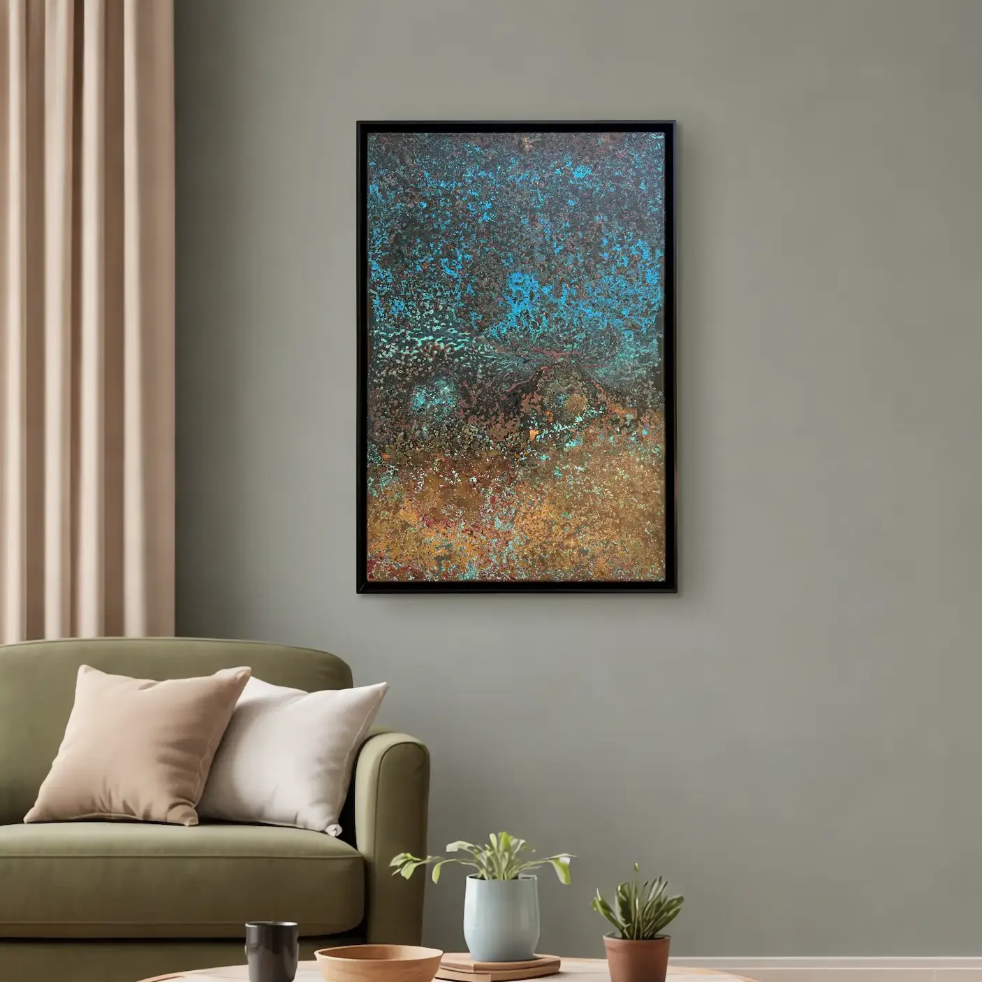 Blue Green Copper Patina Wall Art green room