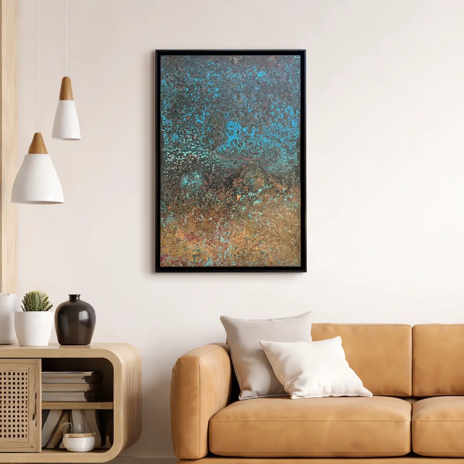Blue Green Copper Patina Wall Art whitre room