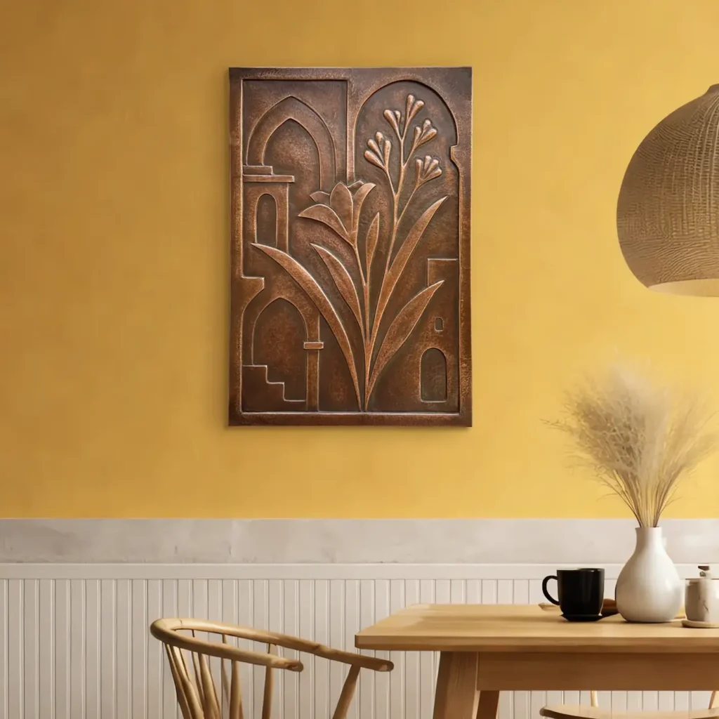 Metal Wall Art Flower Metal Wall Art Architecture yellow wall