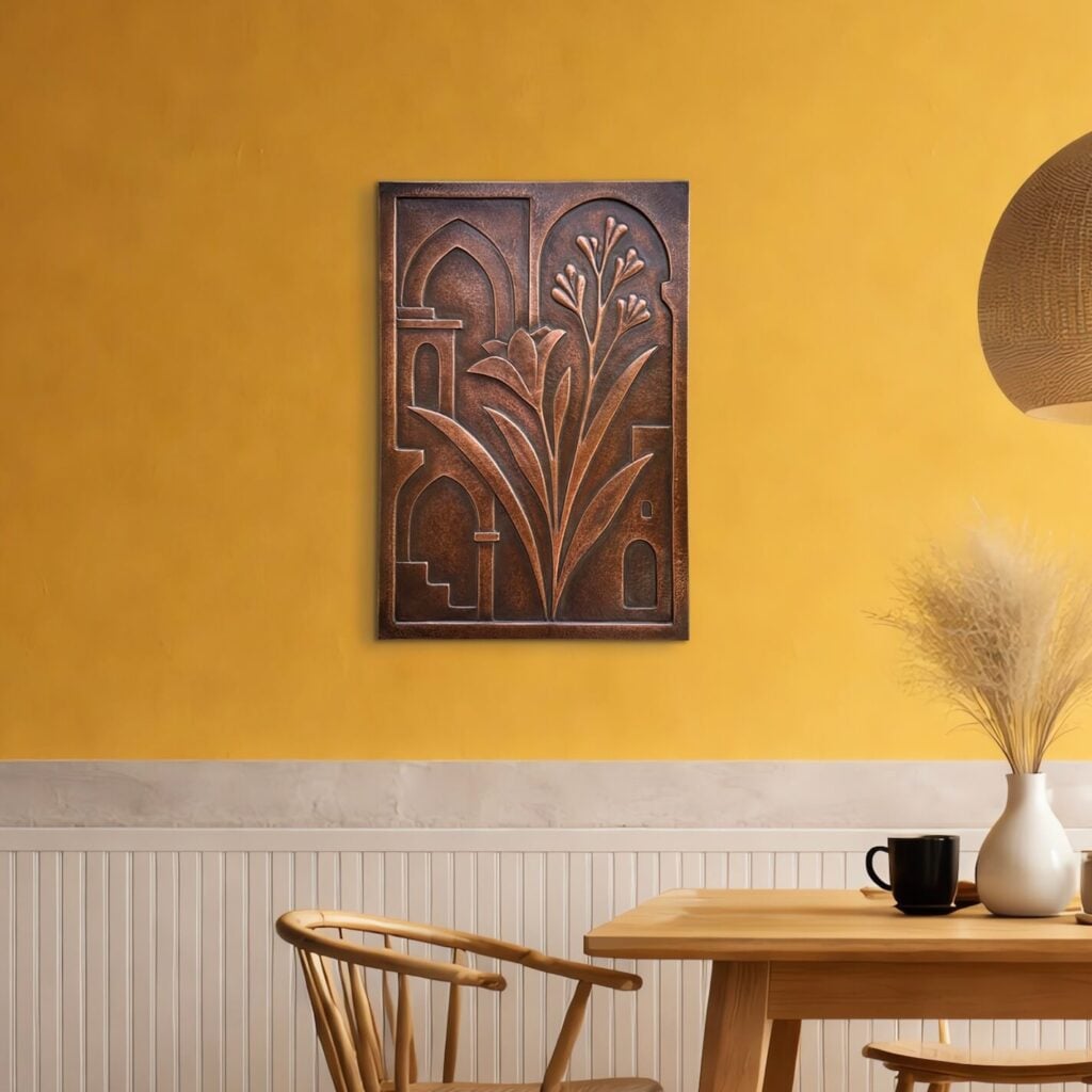 Flower Metal Wall Art Architecture yellow wall