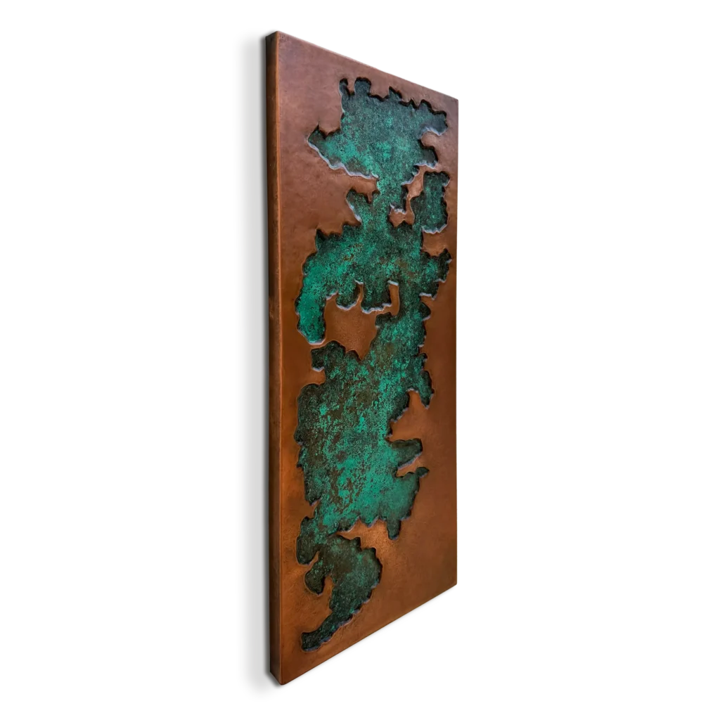 Geologic Abstract Metal Wall Art side patina