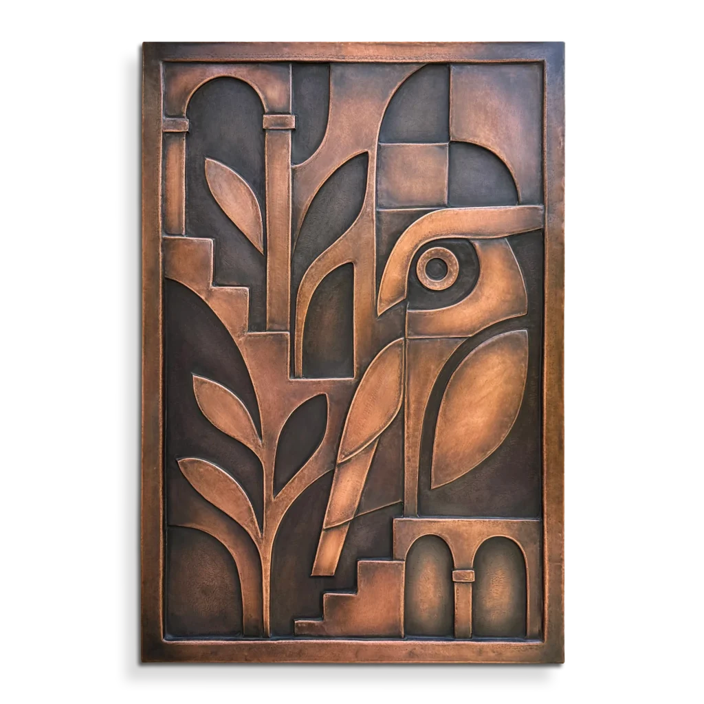 Owl Metal Wall Art Sculpture copper