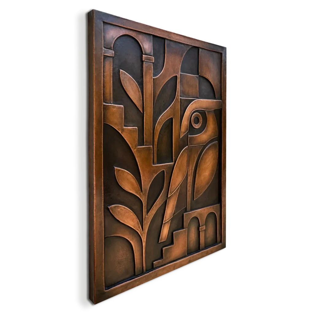 Owl Metal Wall Art Sculpture side copper