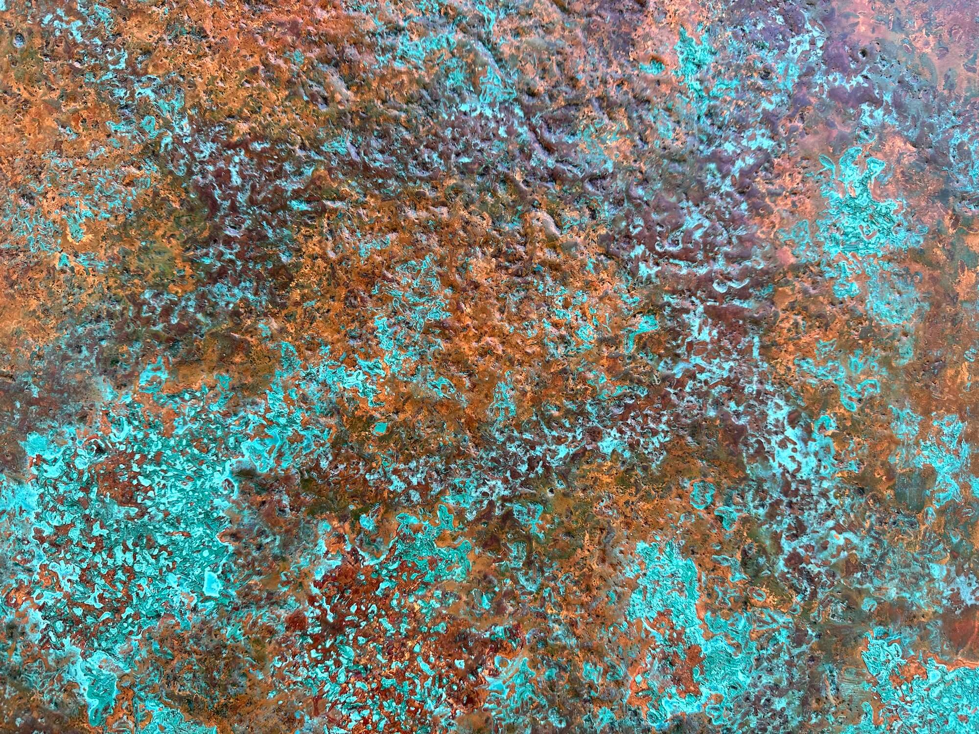 Textured green copper patina wall art sculpture close full