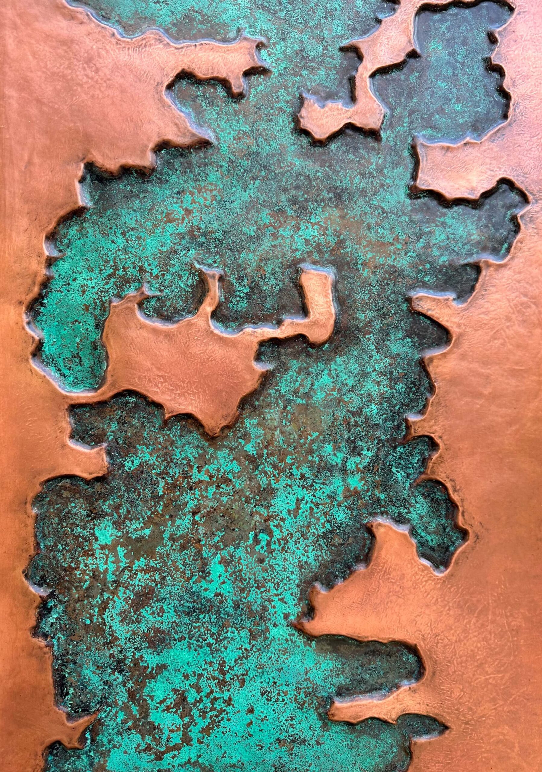 abstract geologic wall art sculpture close tall scaled