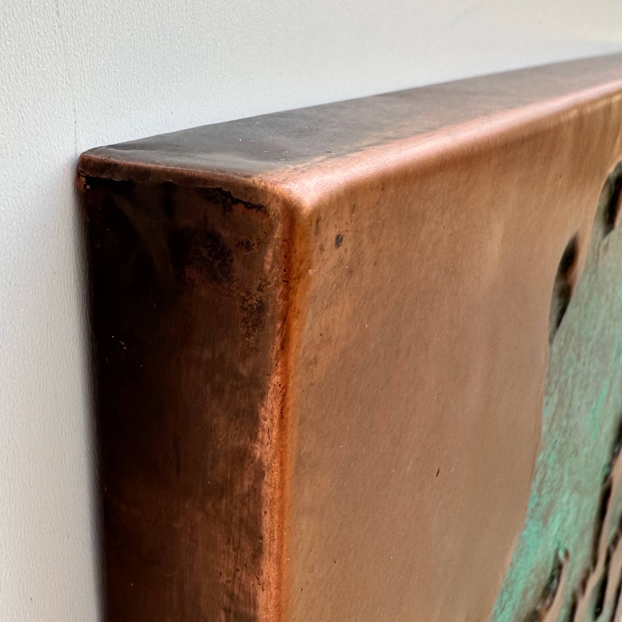 abstract geologic wall art sculpture close top left corner