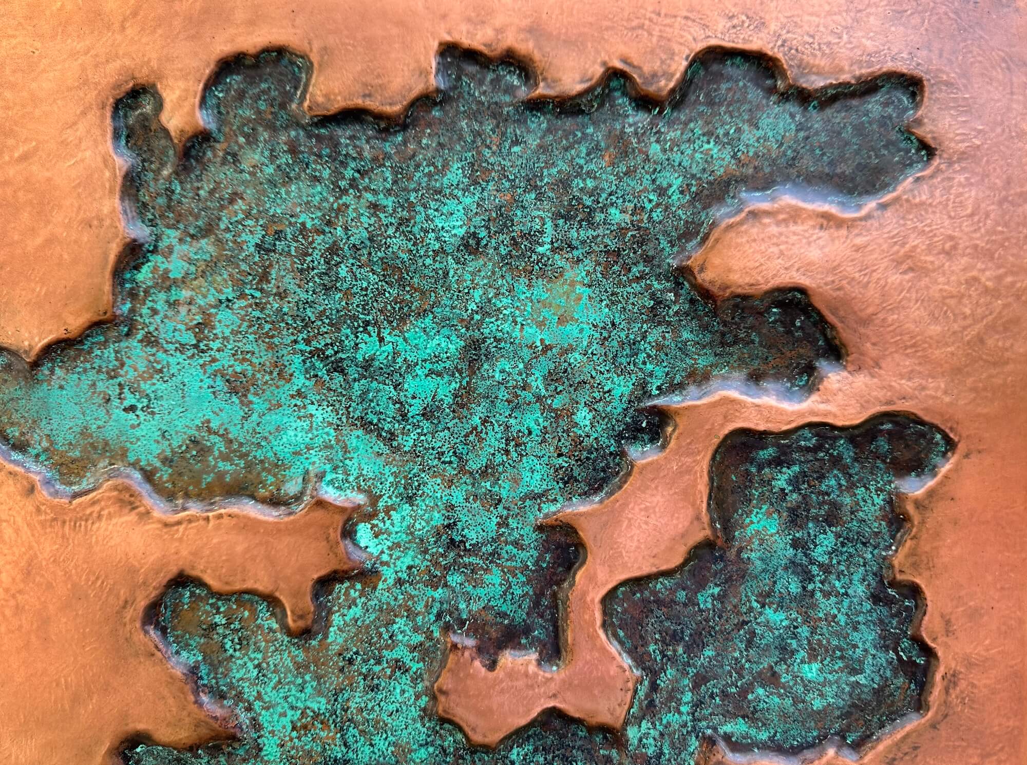 abstract geologic wall art sculpture close top