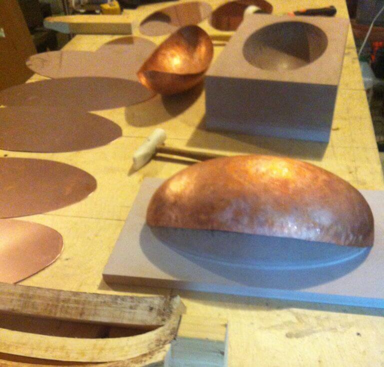 forming copper lamp shades by hand