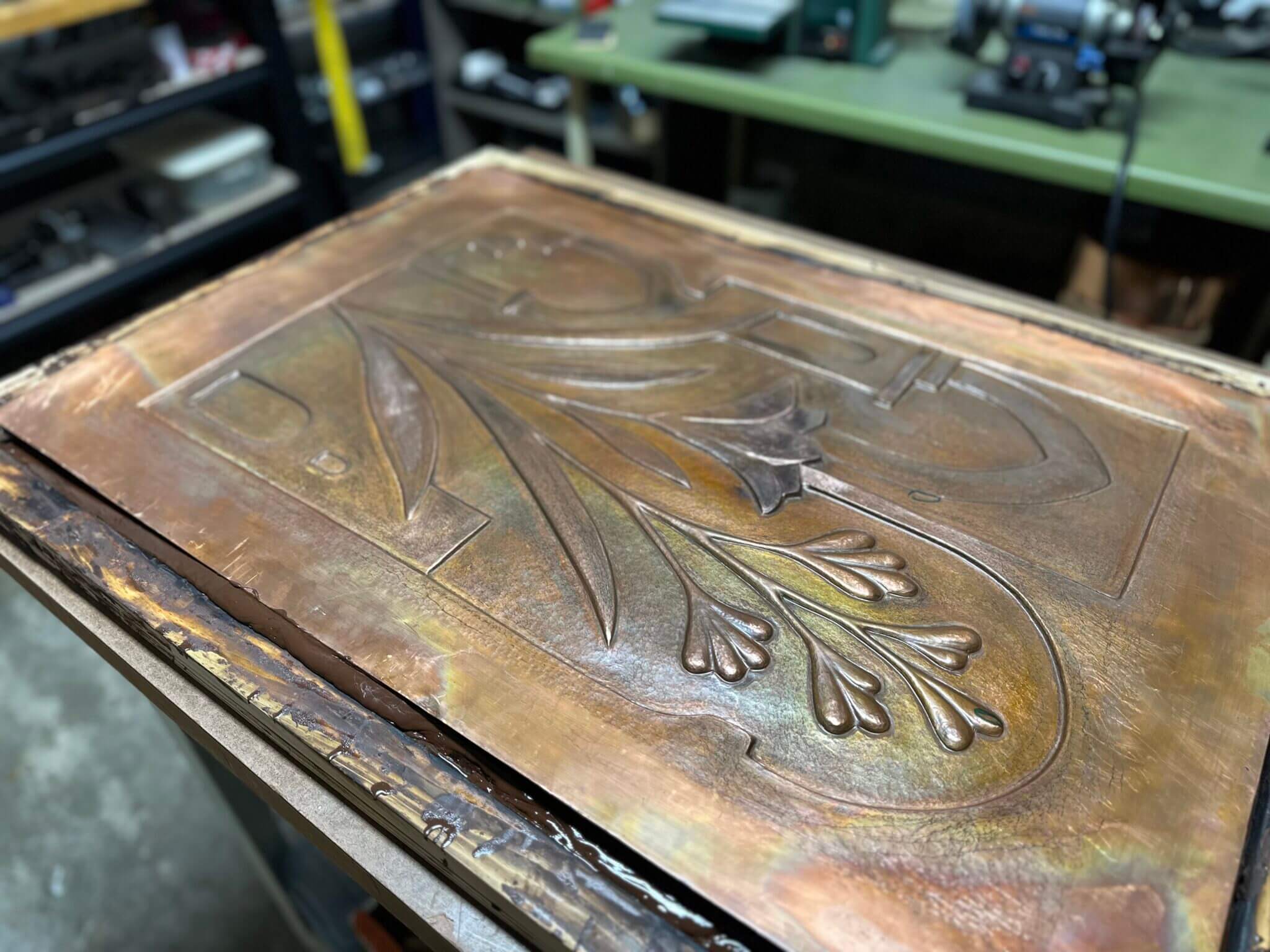 making metal wall art with flower on pitch