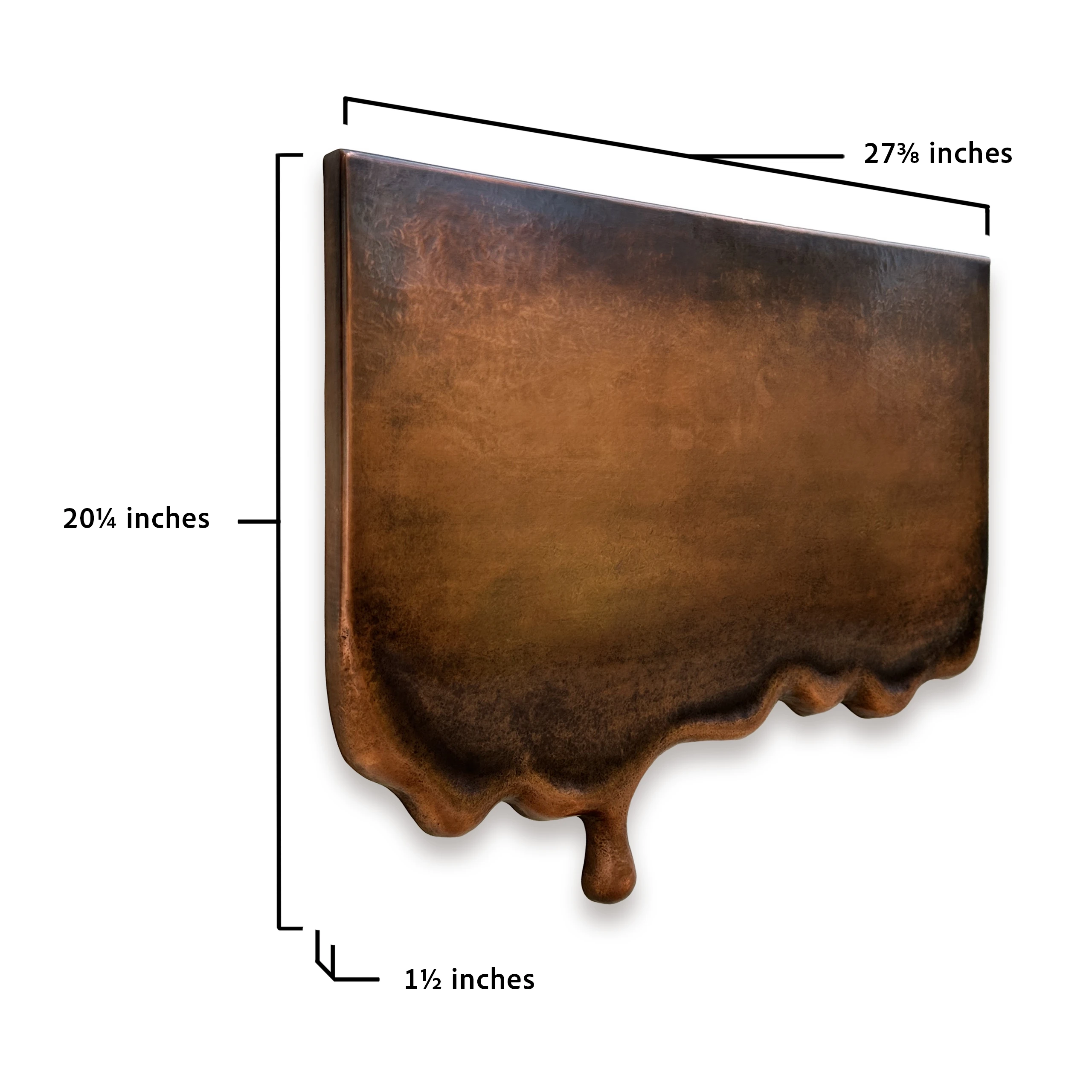 melting copper wall sculpture Measurements art