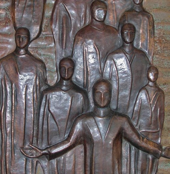 Copper repousse sheet metal sculpture figurative copy